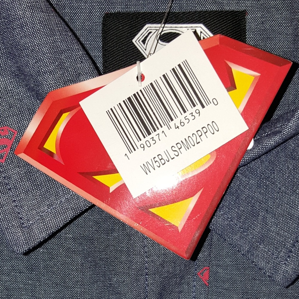 Superman Logo Button Up Shirt, New, DC Comics - Picture 3 of 7